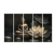 Olive Tree Large Gautam Buddha Canvas Painting for Wall Decoration Picture Split Panels Art Decor Set of 5 Canvas Paintings