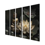 Olive Tree Large Gautam Buddha Canvas Painting for Wall Decoration Picture Split Panels Art Decor Set of 5 Canvas Paintings