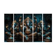 Olive Tree Large Ganesha Canvas Painting for Wall Decoration Picture Split Panels Art Decor Set of 5 Canvas Paintings