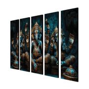 Olive Tree Large Ganesha Canvas Painting for Wall Decoration Picture Split Panels Art Decor Set of 5 Canvas Paintings