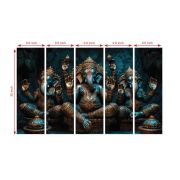 Olive Tree Large Ganesha Canvas Painting for Wall Decoration Picture Split Panels Art Decor Set of 5 Canvas Paintings