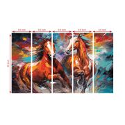 Olive Tree Horses Large Canvas Painting for Wall Decoration Picture Split Panels Art Decor Set of 5 Canvas Paintings