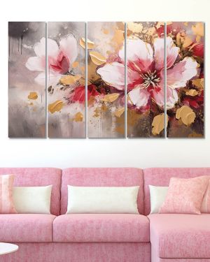 Olive Tree Large Canvas Flower Painting for Wall Decoration Picture Split Panels Art Decor Set of 5 Canvas Paintings