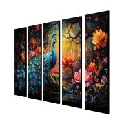 Olive Tree Large Peacock Canvas Painting for Wall Decoration Picture Split Panels Art Decor Set of 5 Canvas Paintings