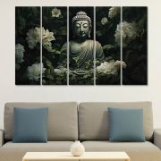 Olive Tree Large Canvas Painting for Wall Decoration Picture Split Panels Art Decor Set of 5 Gautam Buddha Canvas Paintings