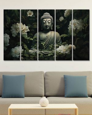 Olive Tree Large Canvas Painting for Wall Decoration Picture Split Panels Art Decor Set of 5 Gautam Buddha Canvas Paintings