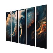 Olive Tree Large Elephant Canvas Painting for Wall Decoration Picture Split Panels Art Decor Set of 5 Canvas Paintings