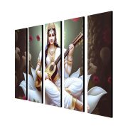 Olive Tree Large Goddess Saraswati Canvas Painting for Wall Decoration Picture Split Panels Art Decor Set of 5 Canvas Paintings