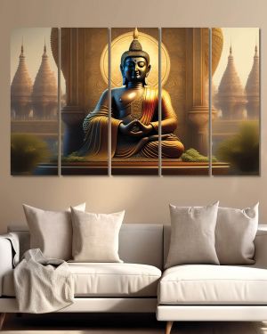 Olive Tree Large Canvas Painting for Wall Decoration Picture Split Panels Art Decor Set of 5 Canvas Buddha Paintings