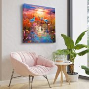 Olive TreeWooden Wall Art Canvas Painting for Home, Bedroom & Living Room|Engineered Wood Frame|Modern Stylish Hanging Wall Art Painting for Wall Decoration|24 x 24 inch Multicolour