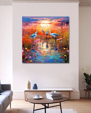 Olive TreeWooden Wall Art  Canvas Painting for Home, Bedroom & Living Room|Engineered Wood Frame|Modern Stylish Hanging Wall Art Painting for Wall Decoration|24 x 24 inch Multicolour
