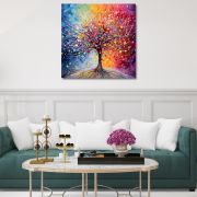 Olive TreeWooden Wall Art Canvas Painting for Home, Bedroom & Living Room|Engineered Wood Frame|Modern Stylish Hanging Wall Art Painting for Wall Decoration|24 x 24 inch Multicolour