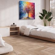 Olive TreeWooden Wall Art Canvas Painting for Home, Bedroom & Living Room|Engineered Wood Frame|Modern Stylish Hanging Wall Art Painting for Wall Decoration|24 x 24 inch Multicolour