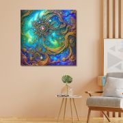 Olive TreeWooden Wall Art Canvas Painting for Home, Bedroom & Living Room|Engineered Wood Frame|Modern Stylish Hanging Wall Art Painting for Wall Decoration|24 x 24 inch Multicolour