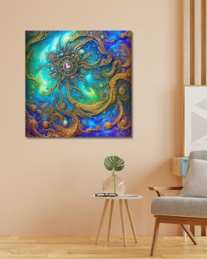 Olive TreeWooden Wall Art  Canvas Painting for Home, Bedroom & Living Room|Engineered Wood Frame|Modern Stylish Hanging Wall Art Painting for Wall Decoration|24 x 24 inch Multicolour