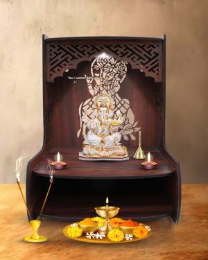 Beautiful Wooden Pooja Stand (Walnut)