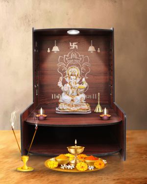 Olive TreeBeautiful Wooden Pooja Stand (Walnut)