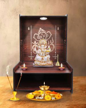 Beautiful Wooden Pooja Stand (Walnut)