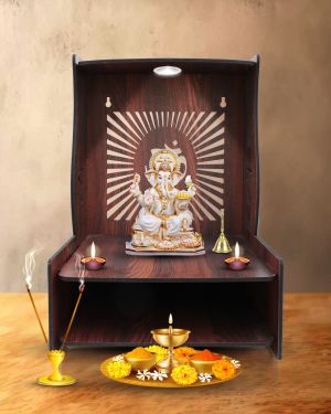 Beautiful Wooden Pooja Stand (Walnut)