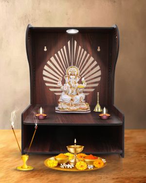 Beautiful Wooden Pooja Stand (Walnut)