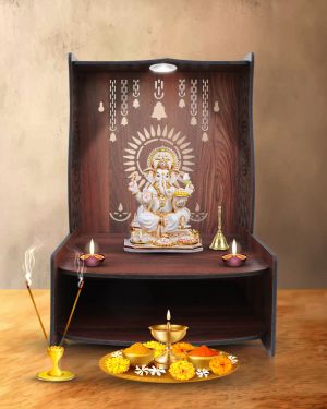 Beautiful Wooden Pooja Stand (Walnut)