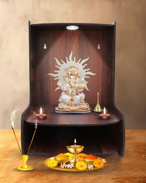 Olive TreeBeautiful Wooden Pooja Stand ( Walnut)