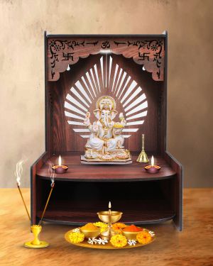 Beautiful Wooden Pooja Stand (Walnut)