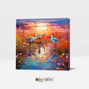 Olive TreeWooden Wall Art Canvas Painting for Home, Bedroom & Living Room|Engineered Wood Frame|Modern Stylish Hanging Wall Art Painting for Wall Decoration|24 x 24 inch Multicolour